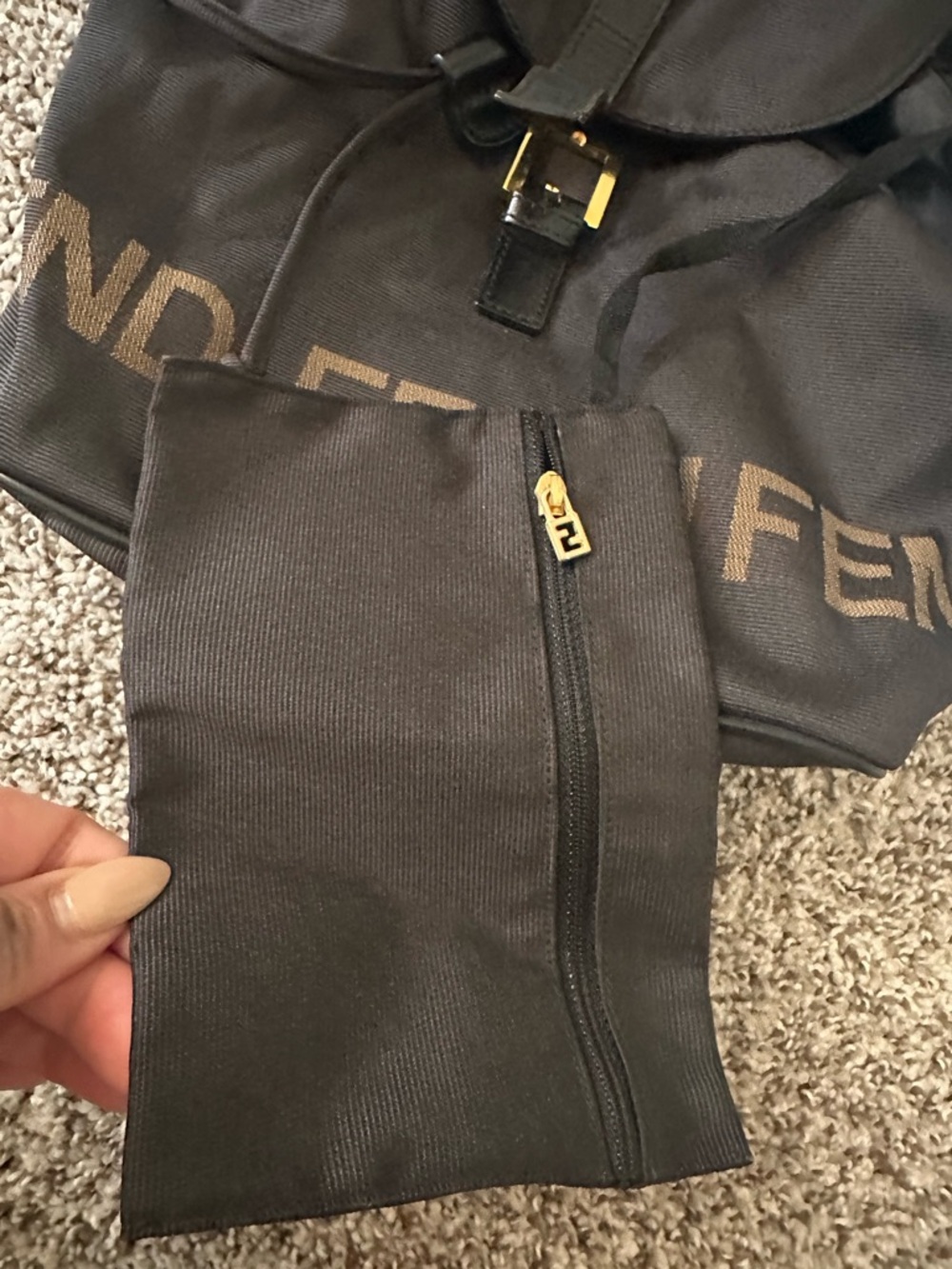 Fendi Vintage Nylon Drawstring Backpack; GUC - Picture 10 of 16